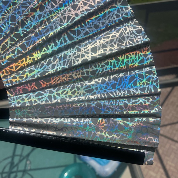 Silver Reflective Holographic Iridescent Folding Hand Clack Fan Rave EDC EDC - Picture 3 of 3